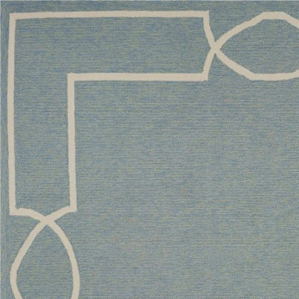 7' X 7' Blue and Ivory Geometric Hand Hooked Area Rug - Homeroots - Flyclothing LLC