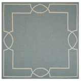 7' X 7' Blue and Ivory Geometric Hand Hooked Area Rug - Homeroots - Flyclothing LLC