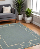 7' X 7' Blue and Ivory Geometric Hand Hooked Area Rug - Homeroots - Flyclothing LLC