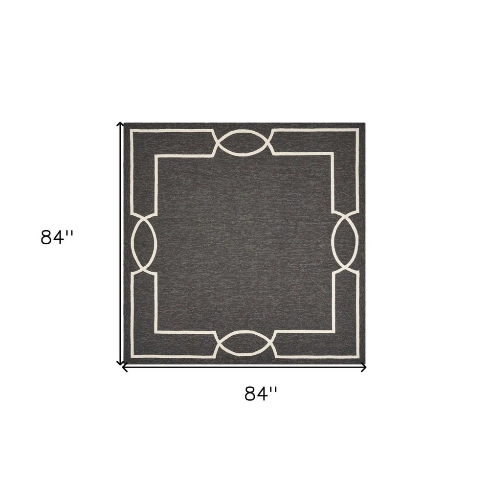 7' X 7' Black Geometric Hand Hooked Area Rug - Homeroots - Flyclothing LLC