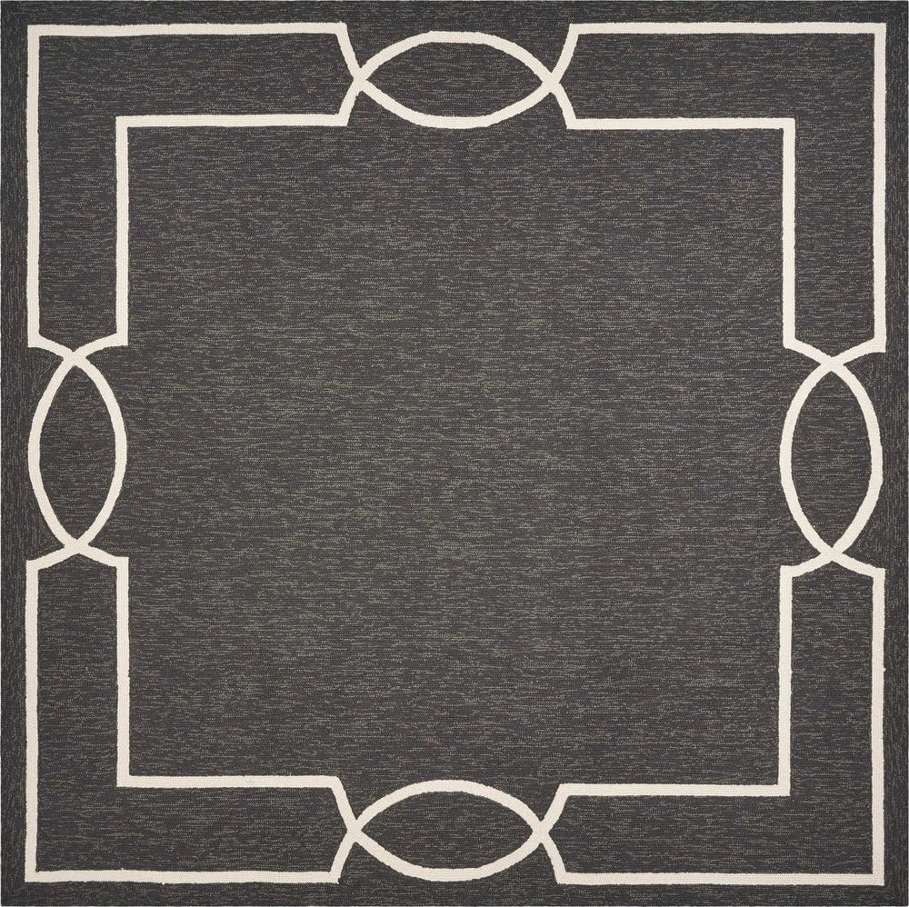 7' X 7' Black Geometric Hand Hooked Area Rug - Homeroots - Flyclothing LLC