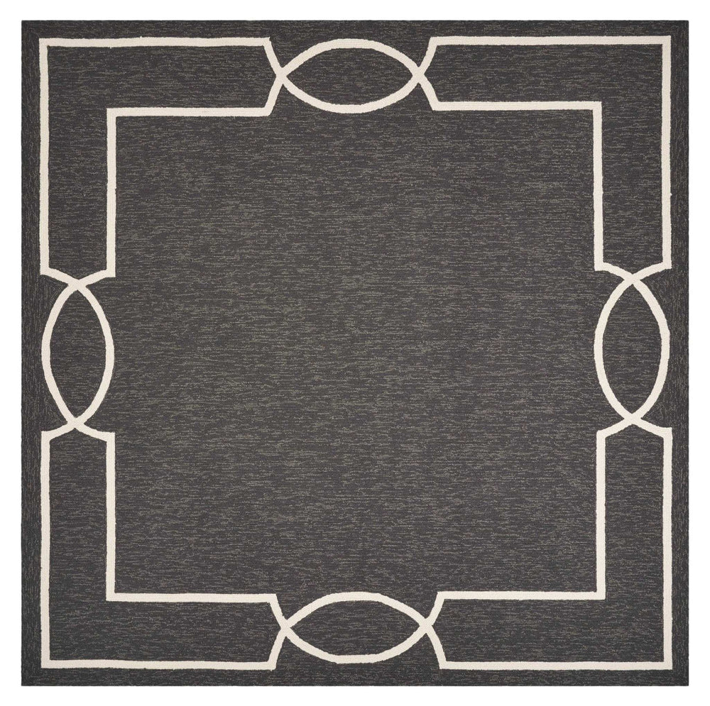 7' X 7' Black Geometric Hand Hooked Area Rug - Homeroots - Flyclothing LLC