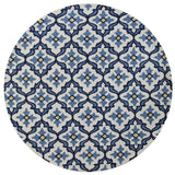 8' Round Ivory and Blue Moroccan Handmade Indoor Outdoor Area Rug - Homeroots - Flyclothing LLC
