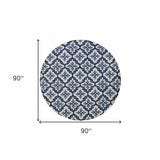 8' Round Ivory and Blue Moroccan Handmade Indoor Outdoor Area Rug - Homeroots - Flyclothing LLC