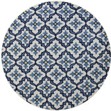 8' Round Ivory and Blue Moroccan Handmade Indoor Outdoor Area Rug - Homeroots - Flyclothing LLC