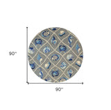 8' Round Gray Round Abstract Handmade Indoor Outdoor Area Rug - Homeroots - Flyclothing LLC