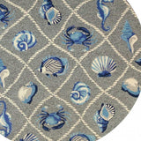 8' Round Gray Round Abstract Handmade Indoor Outdoor Area Rug - Homeroots - Flyclothing LLC