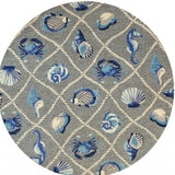 8' Round Gray Round Abstract Handmade Indoor Outdoor Area Rug - Homeroots - Flyclothing LLC