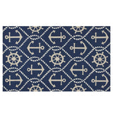 7' Round Uv Treated Polypropylene Navy Area Rug - Homeroots - Flyclothing LLC