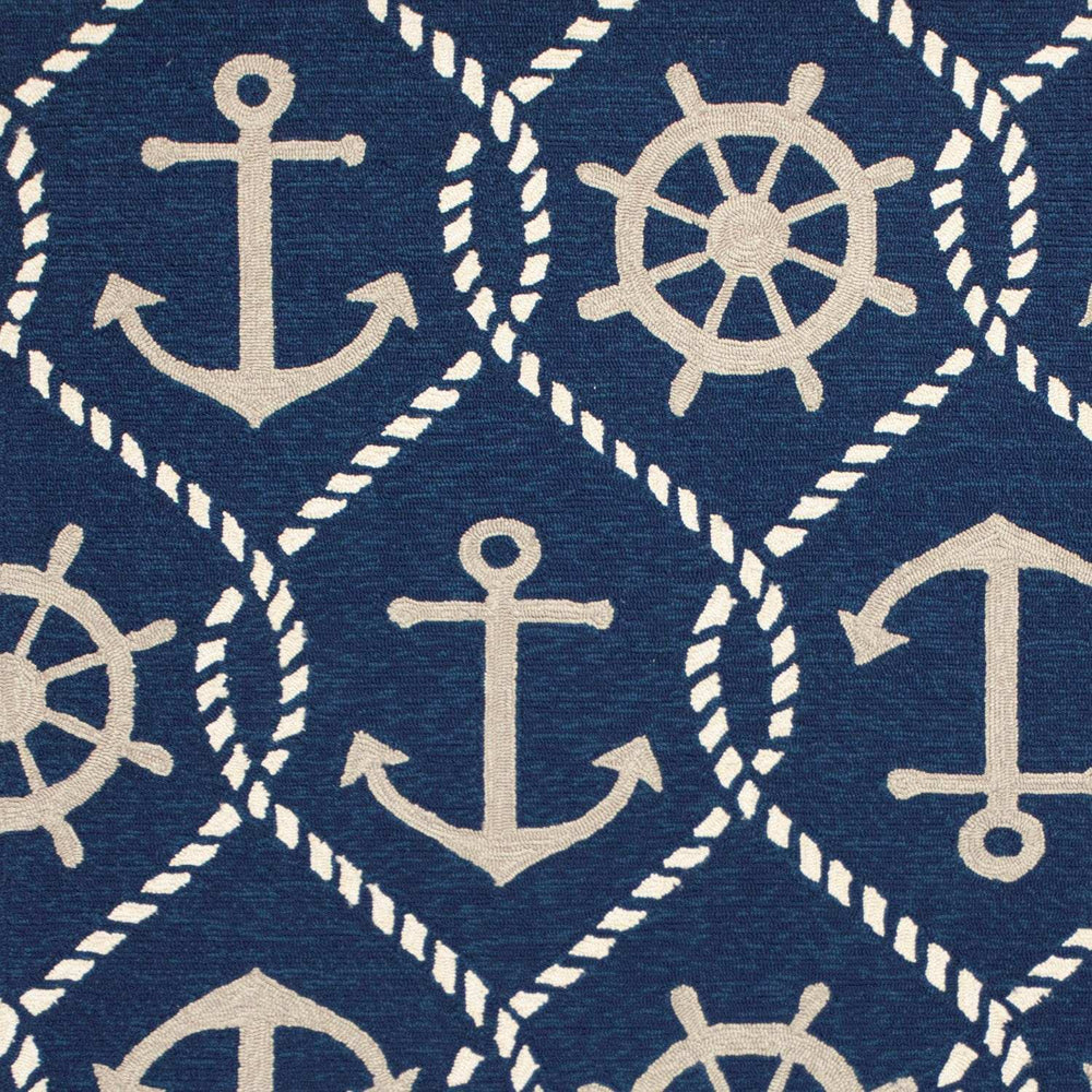 7' Round Uv Treated Polypropylene Navy Area Rug - Homeroots - Flyclothing LLC