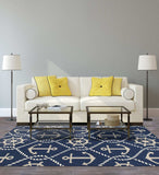 7' Round Uv Treated Polypropylene Navy Area Rug - Homeroots - Flyclothing LLC
