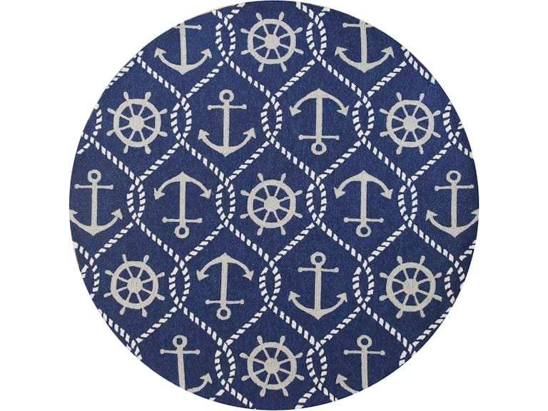 7' Round Uv Treated Polypropylene Navy Area Rug - Homeroots - Flyclothing LLC