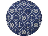 7' Round Uv Treated Polypropylene Navy Area Rug - Homeroots - Flyclothing LLC