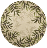 8' Round Sand Round Floral Handmade Indoor Outdoor Area Rug - Homeroots - Flyclothing LLC