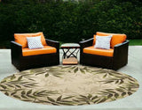 8' Round Sand Round Floral Handmade Indoor Outdoor Area Rug - Homeroots - Flyclothing LLC