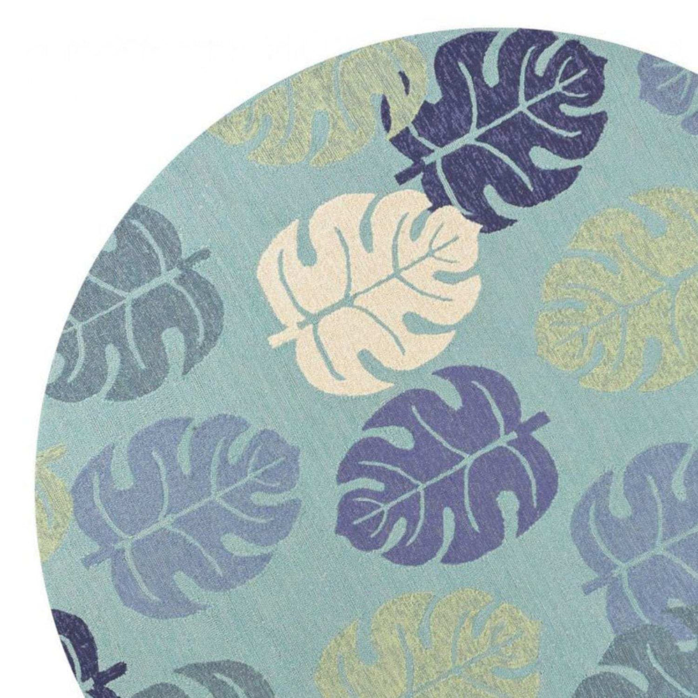 7' Round Uv Treated Polypropylene Turquoise Area Rug - Homeroots - Flyclothing LLC