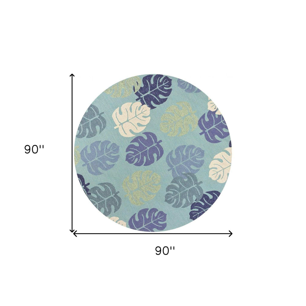 7' Round Uv Treated Polypropylene Turquoise Area Rug - Homeroots - Flyclothing LLC