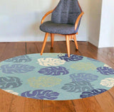 7' Round Uv Treated Polypropylene Turquoise Area Rug - Homeroots - Flyclothing LLC