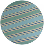 8' Round Blue Round Striped Handmade Indoor Outdoor Area Rug - Homeroots - Flyclothing LLC