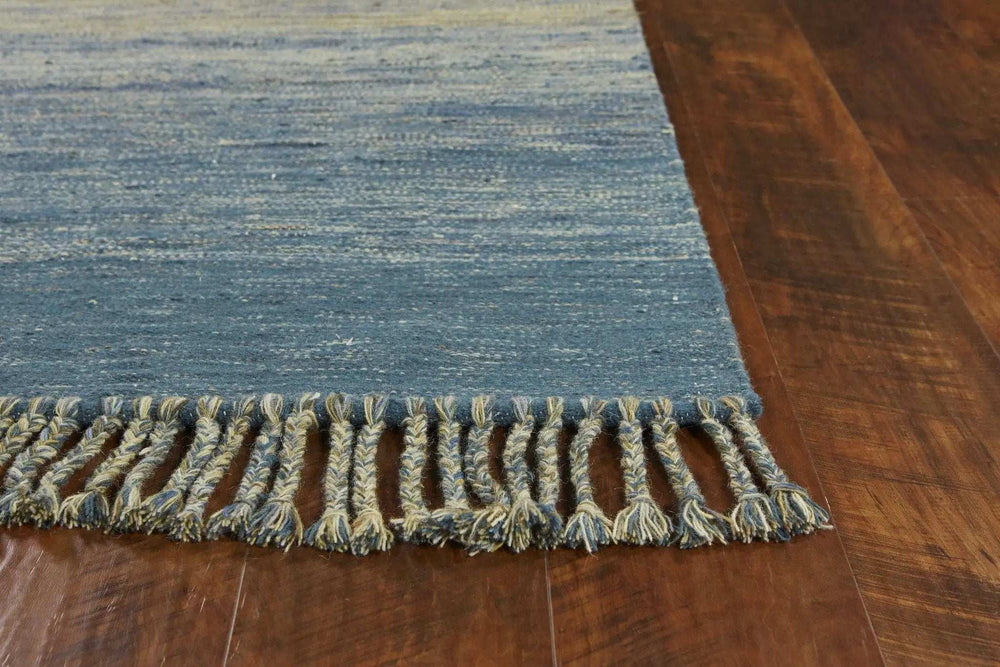 5' X 8' Blue and Ivory Wool Ombre Hand Woven Area Rug - Homeroots - Flyclothing LLC