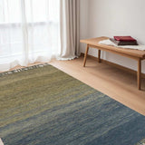 5' X 8' Blue and Ivory Wool Ombre Hand Woven Area Rug - Homeroots - Flyclothing LLC
