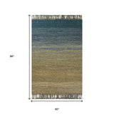 5' X 8' Blue and Ivory Wool Ombre Hand Woven Area Rug - Homeroots - Flyclothing LLC