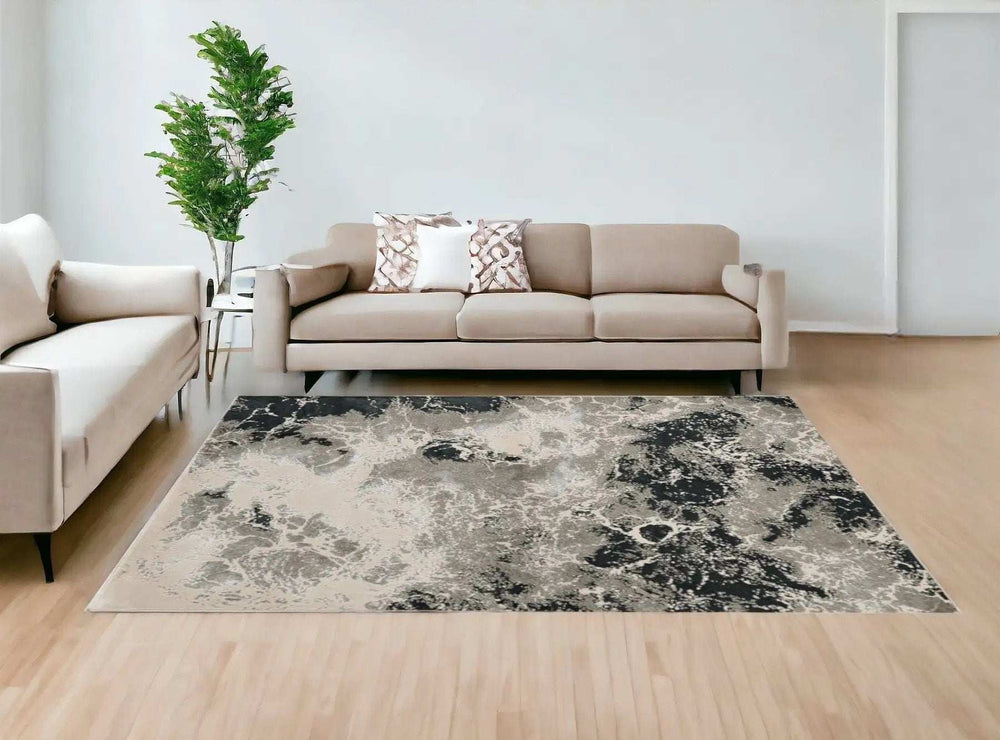 7' X 10' Silver Machine Woven Abstract Indoor Area Rug - Homeroots - Flyclothing LLC