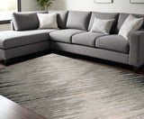 7' X 10' Silver Grey Machine Woven Abstract Brushstroke Indoor Area Rug - Homeroots - Flyclothing LLC