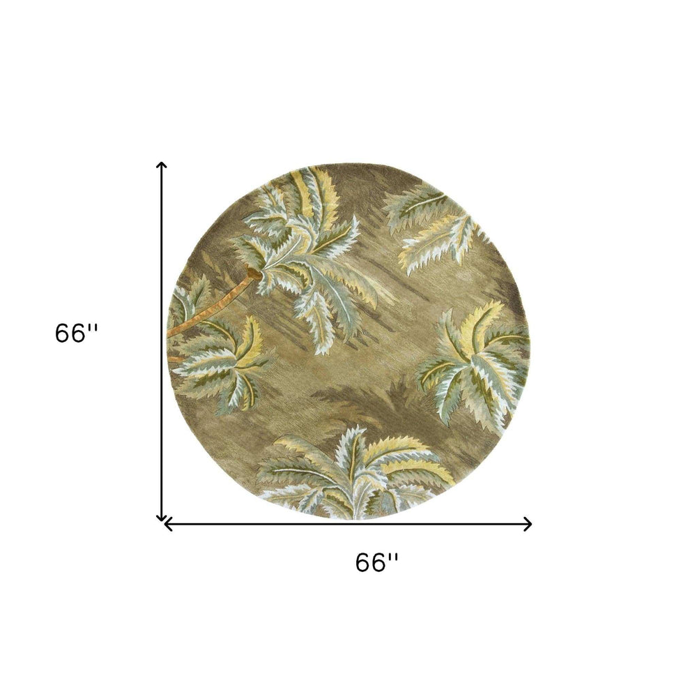 5' Moss Green Round Wool Hand Tufted Area Rug - Homeroots - Flyclothing LLC