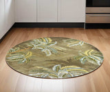 5' Moss Green Round Wool Hand Tufted Area Rug - Homeroots - Flyclothing LLC