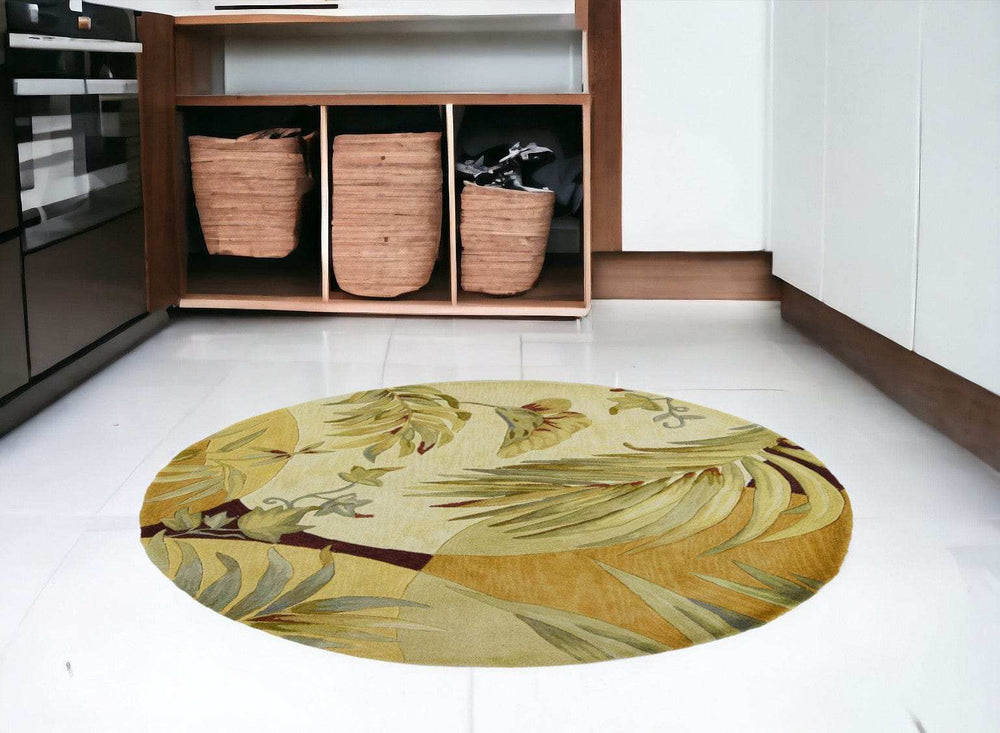5' Round Wool Coral Or Ivory Area Rug - Homeroots - Flyclothing LLC