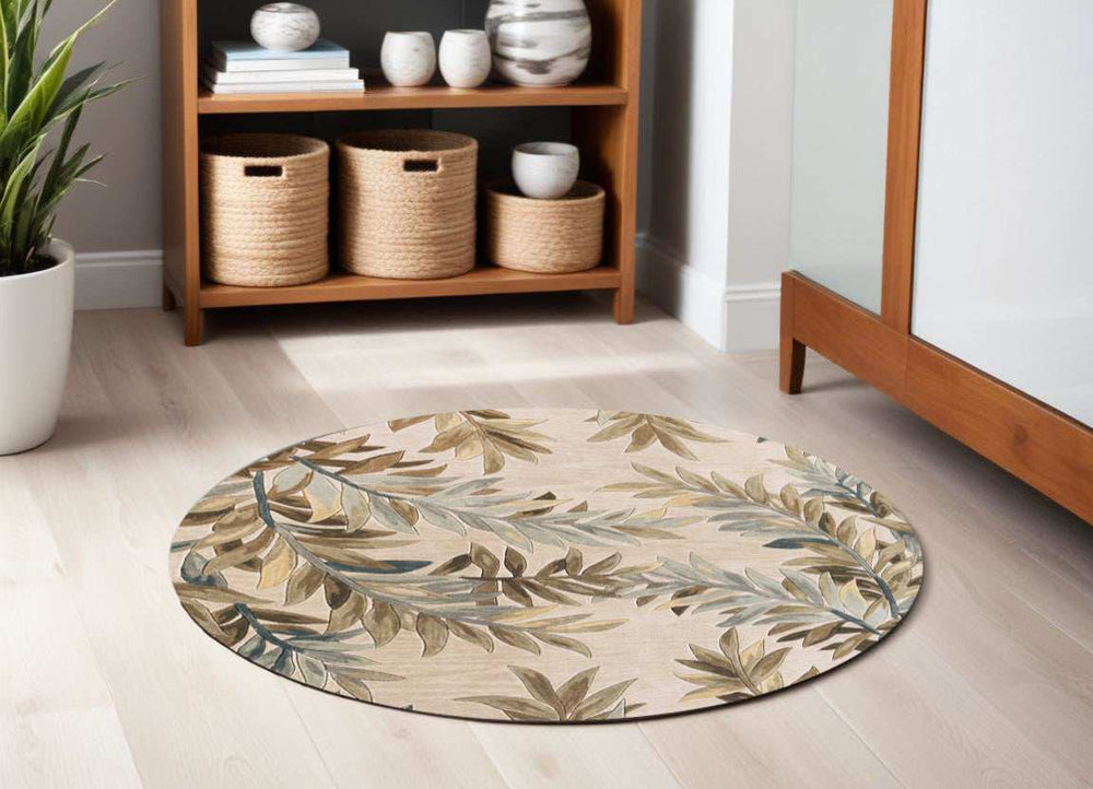 6' Ivory Round Wool Hand Tufted Area Rug - Homeroots - Flyclothing LLC