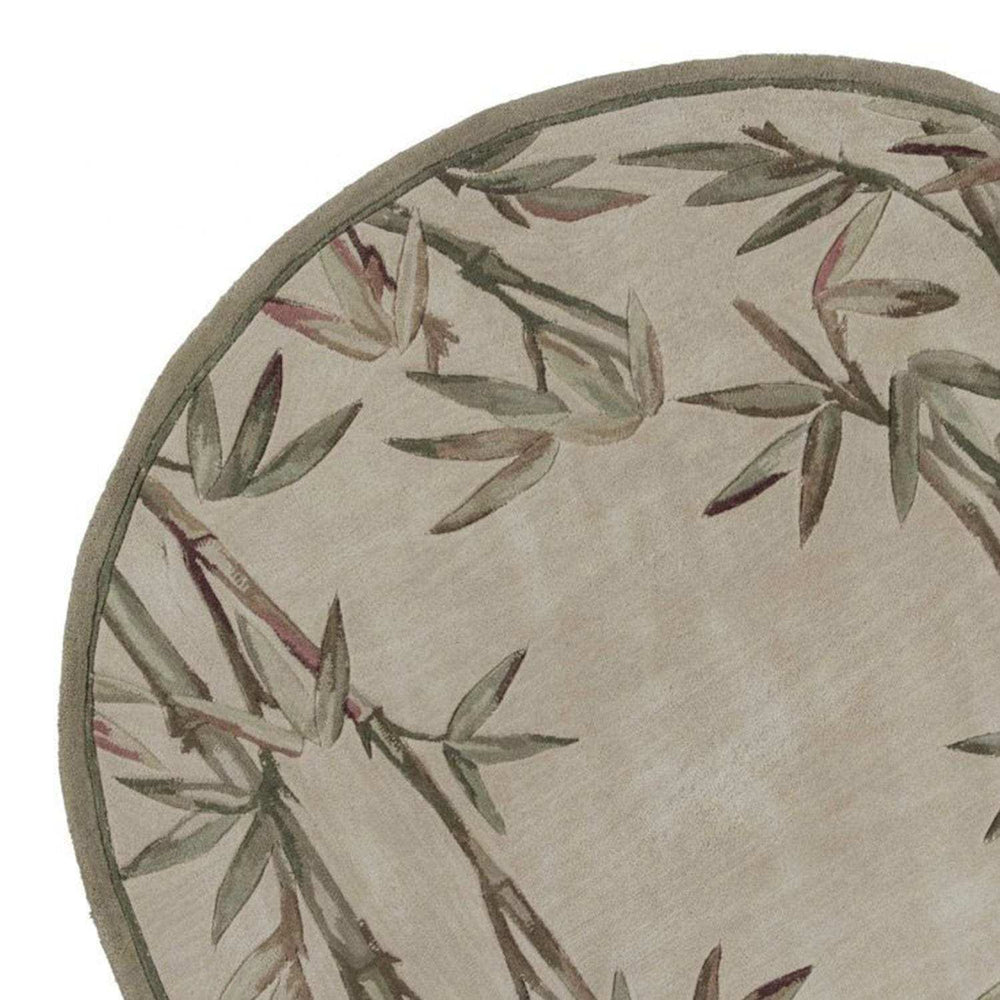 6' Ivory Hand Tufted Tropical Bamboo Round Indoor Area Rug - Homeroots - Flyclothing LLC