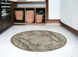 6' Ivory Hand Tufted Tropical Bamboo Round Indoor Area Rug - Homeroots - Flyclothing LLC