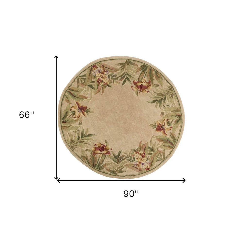 5' Round Wool Ivory Area Rug - Homeroots - Flyclothing LLC