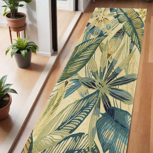 5' Ivory And Teal Wool Handmade Area Rug - Homeroots - Flyclothing LLC