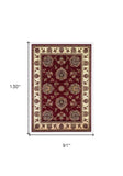 8' X 11' Red Ivory Machine Woven Floral Traditional Indoor Area Rug - Homeroots - Flyclothing LLC