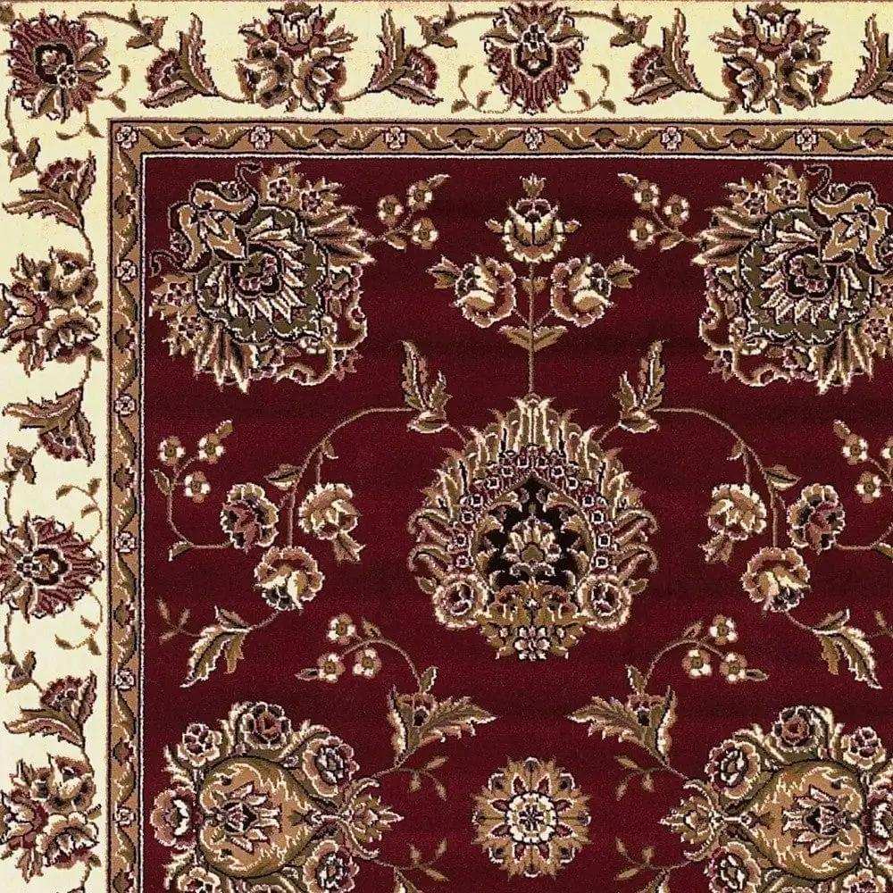 8' X 11' Red Ivory Machine Woven Floral Traditional Indoor Area Rug - Homeroots - Flyclothing LLC