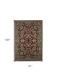 8' X 11' Red Black Machine Woven Floral Traditional Indoor Area Rug - Homeroots - Flyclothing LLC