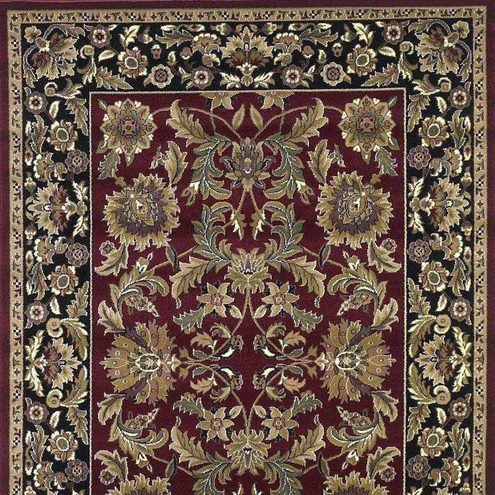 8' X 11' Red Black Machine Woven Floral Traditional Indoor Area Rug - Homeroots - Flyclothing LLC