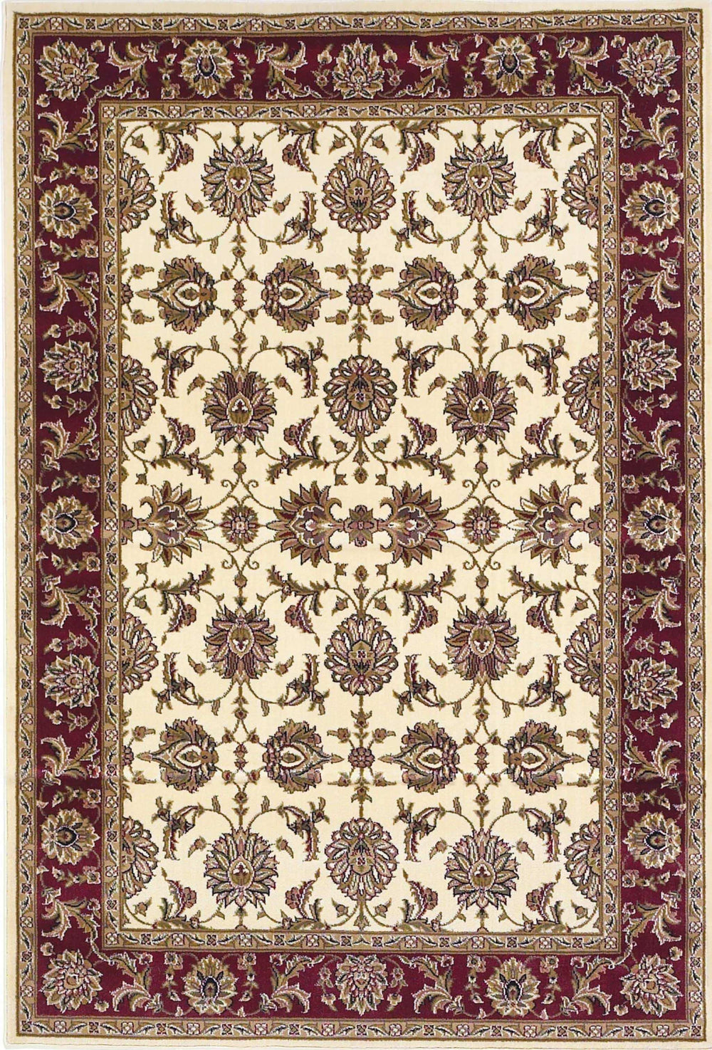 7' X 10' Red and Ivory Area Rug - Homeroots - Flyclothing LLC