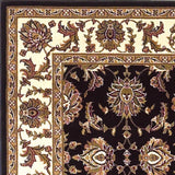 8' X 11' Black Ivory Machine Woven Floral Traditional Indoor Area Rug - Homeroots - Flyclothing LLC