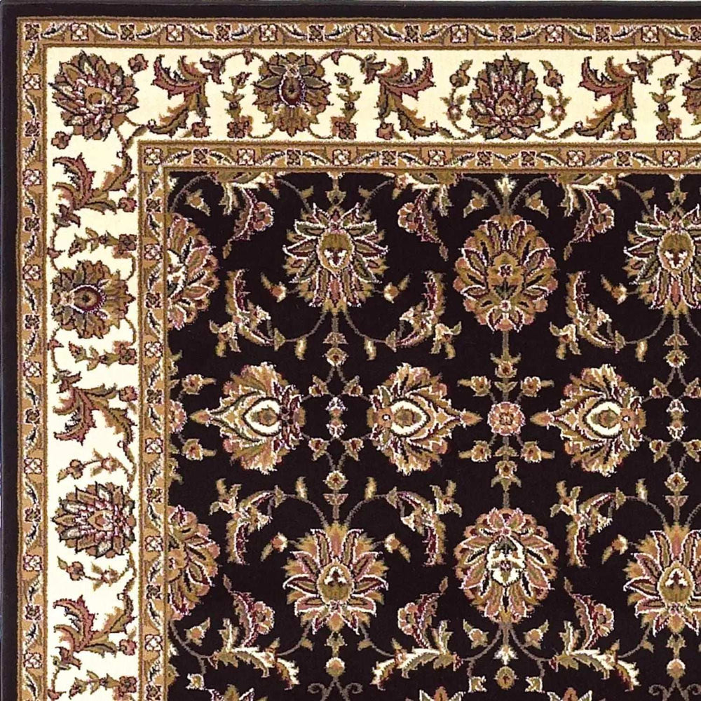 8' X 11' Black Ivory Machine Woven Floral Traditional Indoor Area Rug - Homeroots - Flyclothing LLC