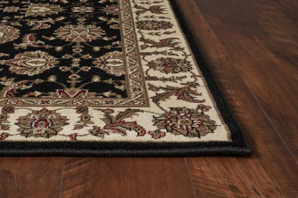 8' X 11' Black Ivory Machine Woven Floral Traditional Indoor Area Rug - Homeroots - Flyclothing LLC
