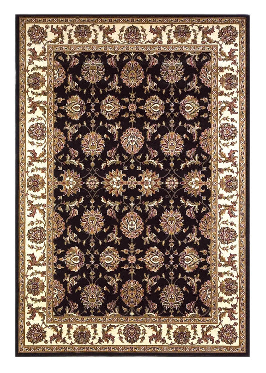 8' X 11' Black Ivory Machine Woven Floral Traditional Indoor Area Rug - Homeroots - Flyclothing LLC