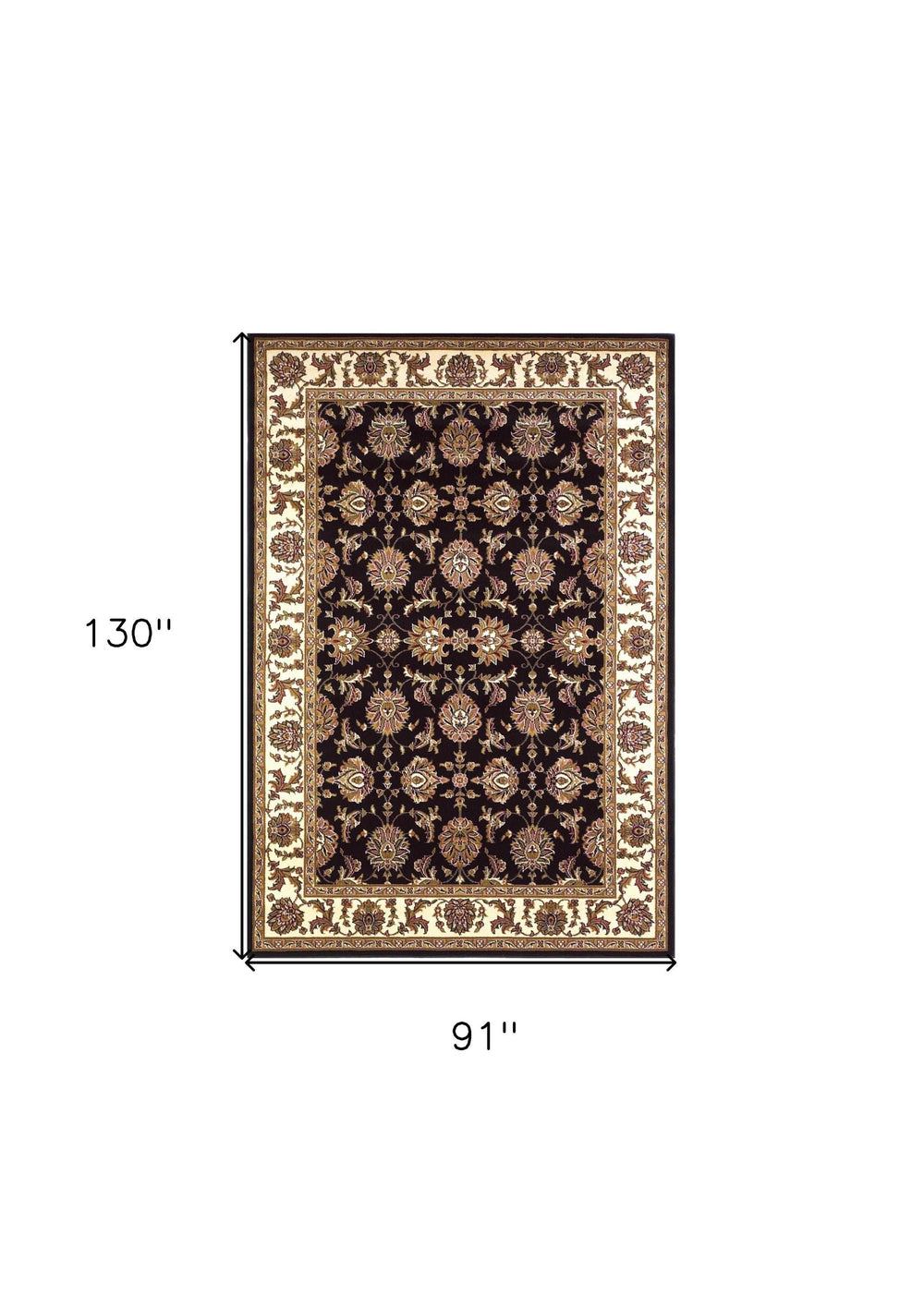 8' X 11' Black Ivory Machine Woven Floral Traditional Indoor Area Rug - Homeroots - Flyclothing LLC