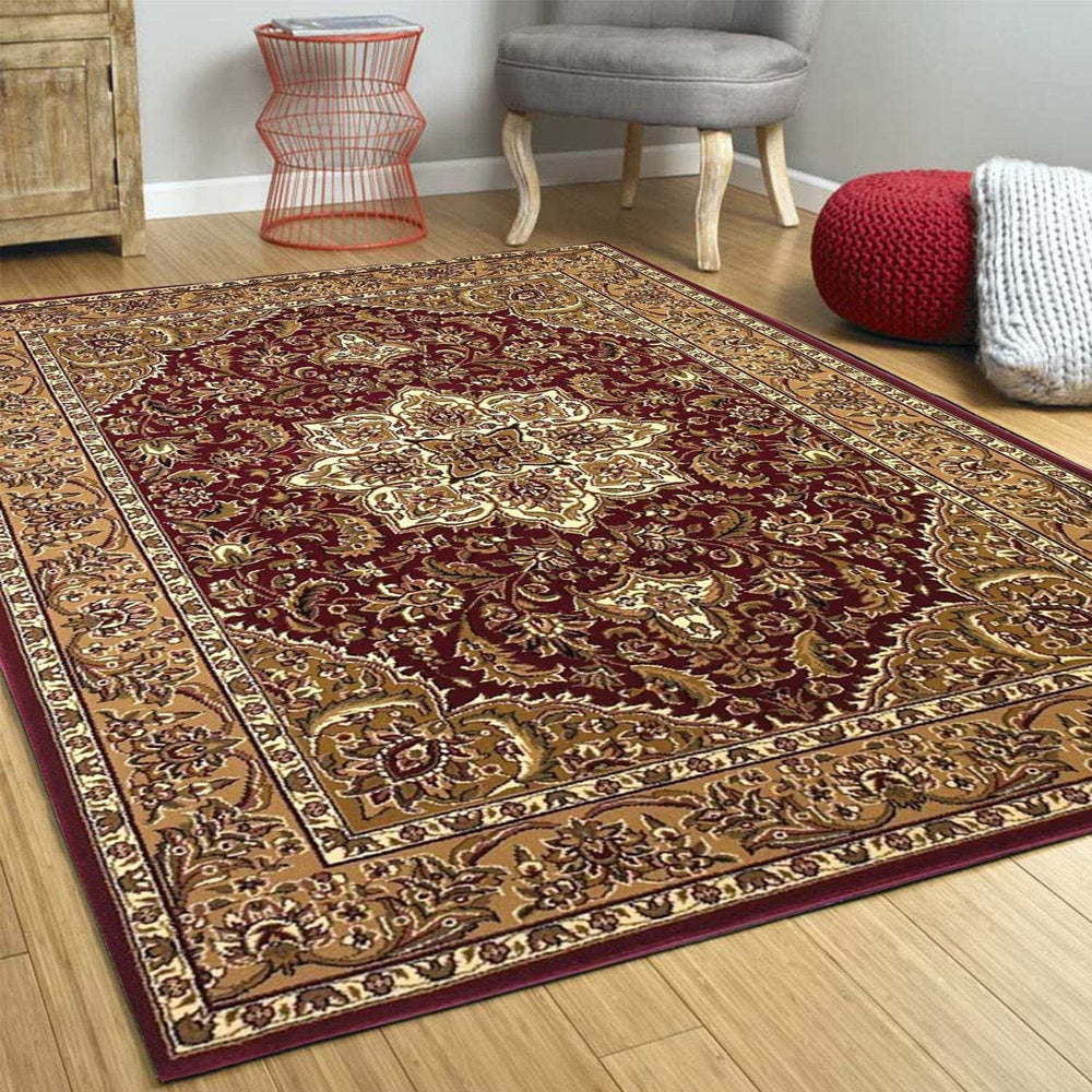 7' X 10' Polypropylene Red Or Beige Area Rug - Homeroots - Flyclothing LLC