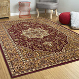 7' X 10' Polypropylene Red Or Beige Area Rug - Homeroots - Flyclothing LLC