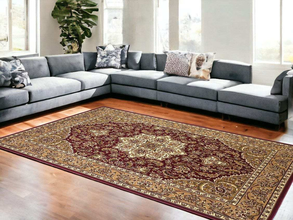 7' X 10' Polypropylene Red Or Beige Area Rug - Homeroots - Flyclothing LLC