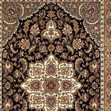 8' X 11' Black Beige Machine Woven Floral Medallion Indoor Area Rug - Homeroots - Flyclothing LLC